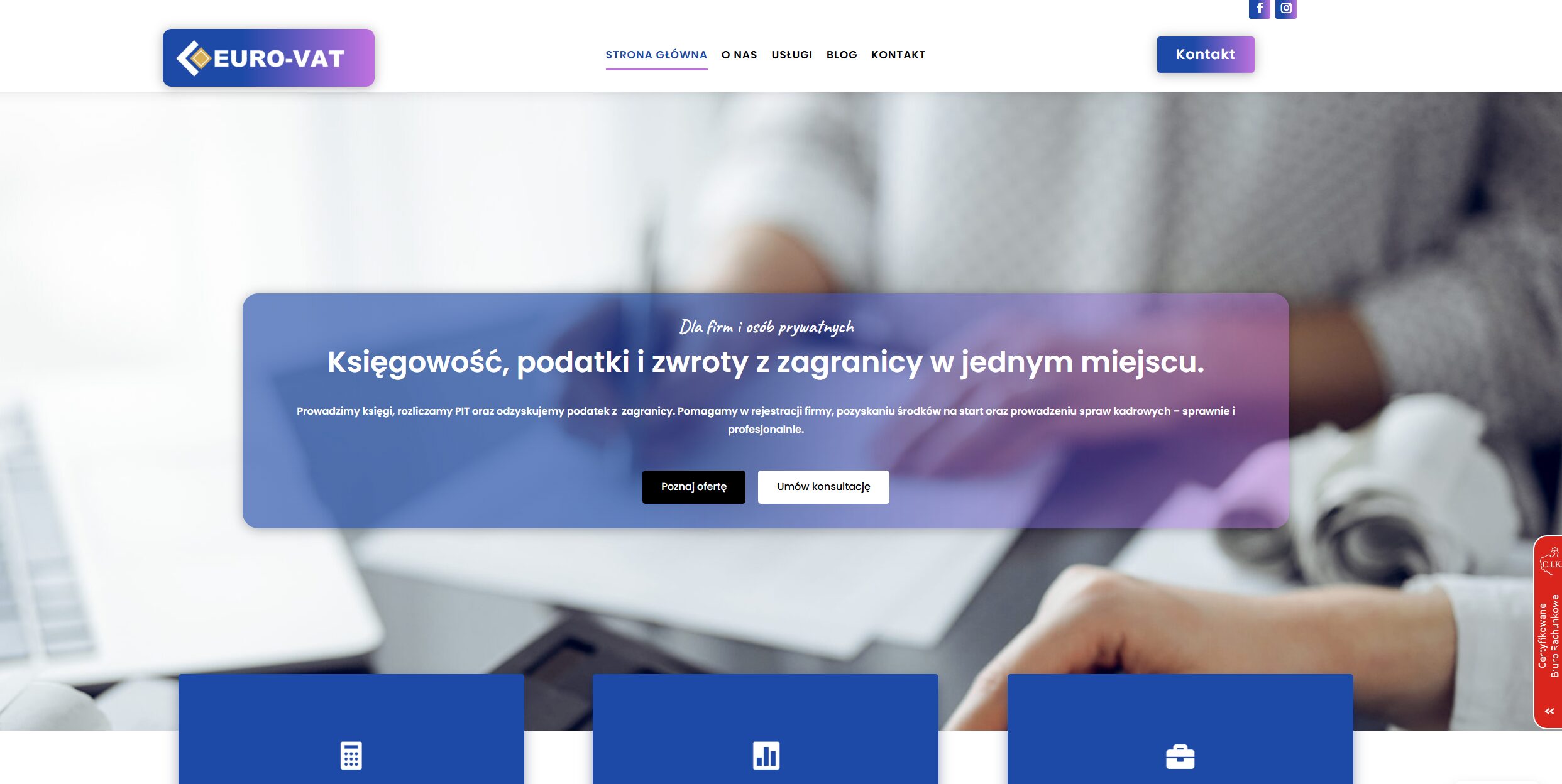 Strona eurovat.pl, realizacja KWS-IT