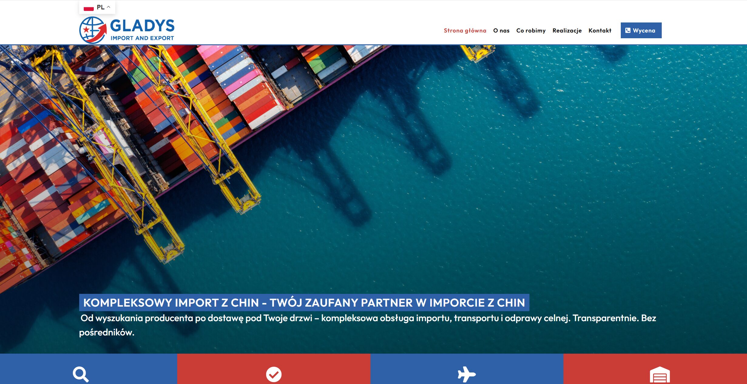 Strona gladys-import.pl, realizacja KWS-IT