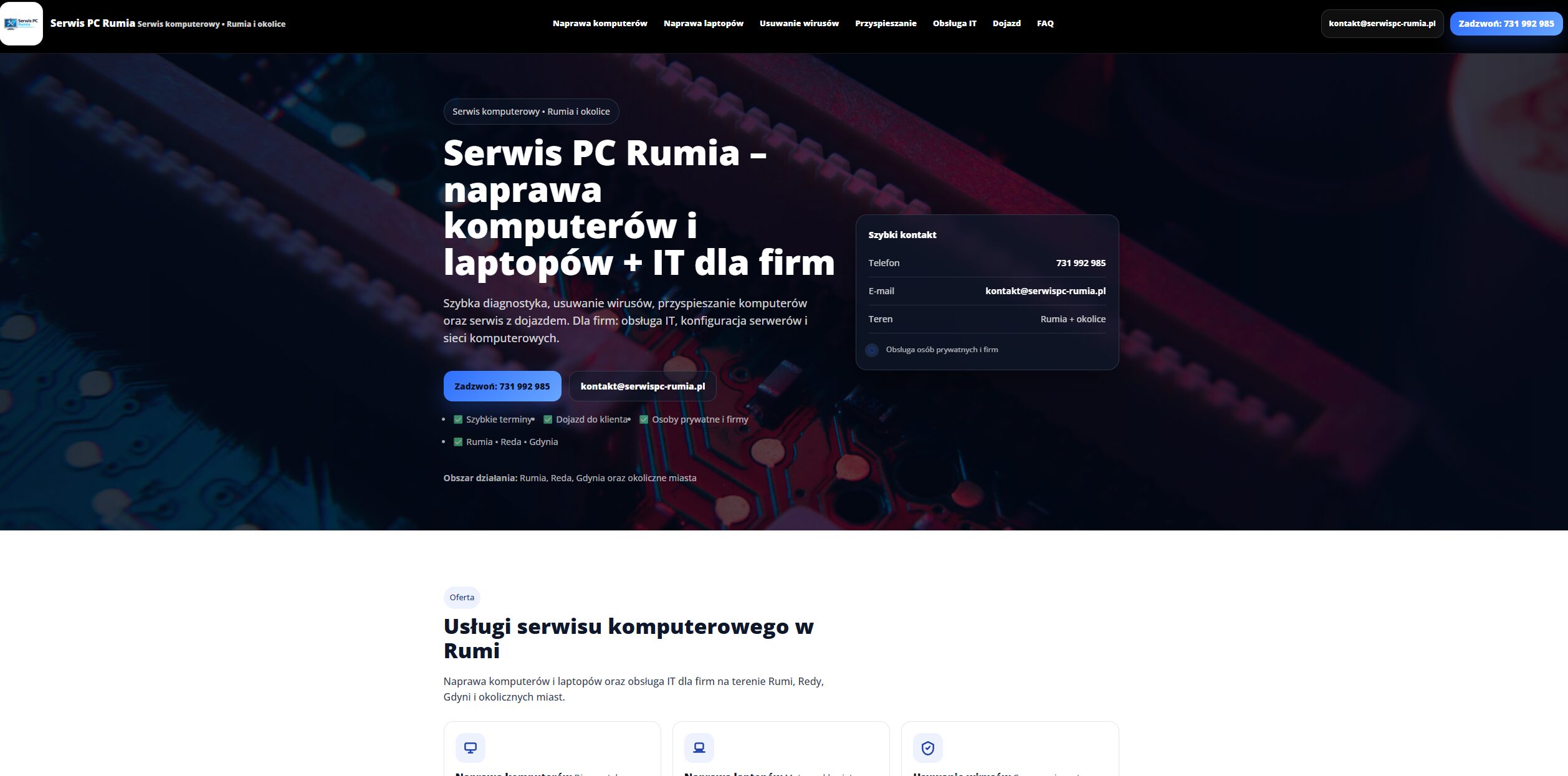 Strona serwispc-rumia.pl, realizacja KWS-IT
