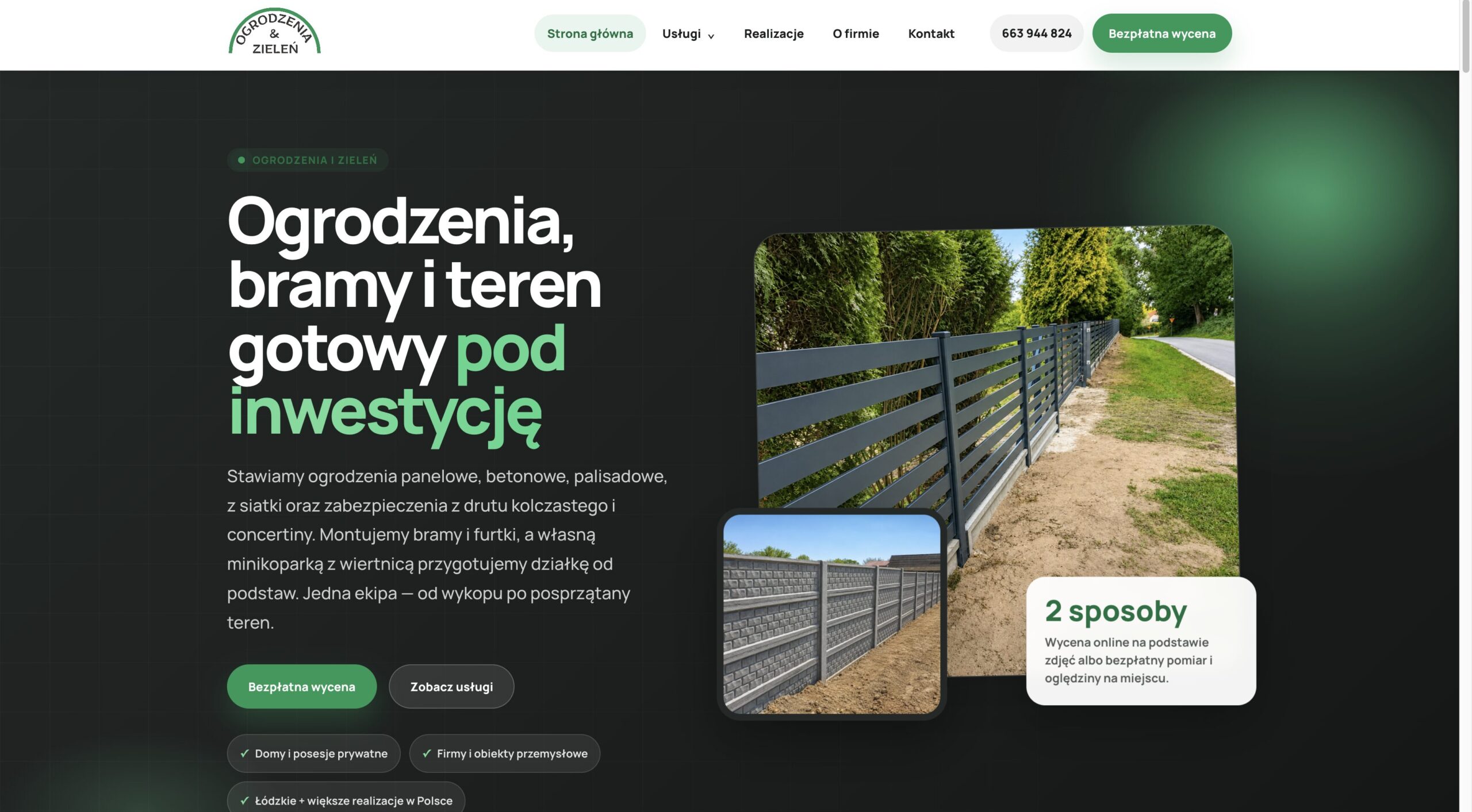 Strona ogrodzeniaizielen.pl, realizacja KWS-IT